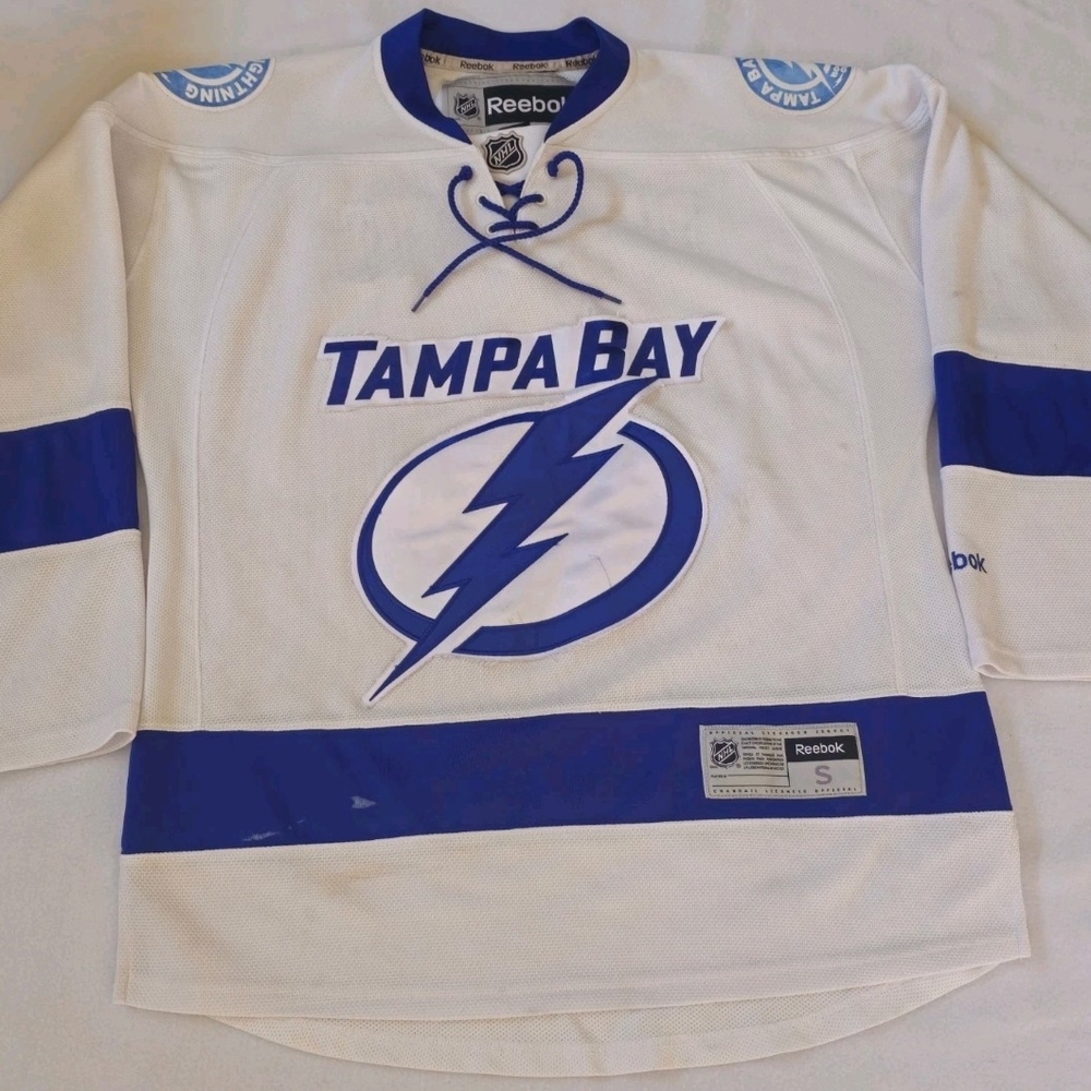 Tampa Bay Lightning Reebok NHL Licensed Jersey  White and Blue Size S